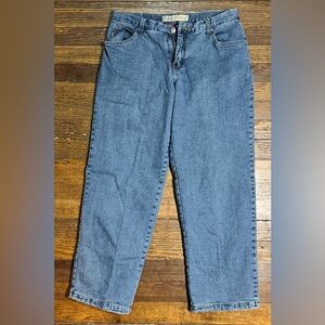 Cabelas Casuals Womens 14 Short BlueFleece Lined Jeans Red Snowflake Warm Winter